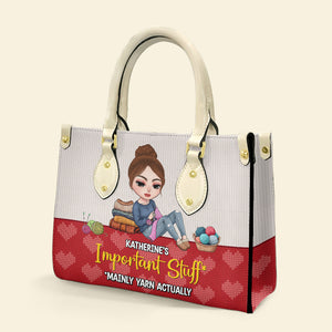 Personalized Gifts For Yarn Addicts Leather Bag Knitting Girl 03qhtn290724hh - Leather Bag - GoDuckee