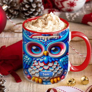 Personalized Gifts For Owl Lovers, Accent Mug 3D Christmas Owl 01HUMH190824 - Coffee Mug - GoDuckee