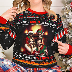 Custom Photo Gifts For Family Ugly Sweater, Turned On The Fireplace 05tgqn241024 - Ugly Christmas Sweater - GoDuckee