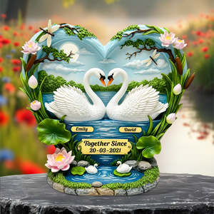 Swan Couple Acrylic Plaque - Personalized Gifts For Couple 03tgpu130625 - Shaped Plaques - GoDuckee