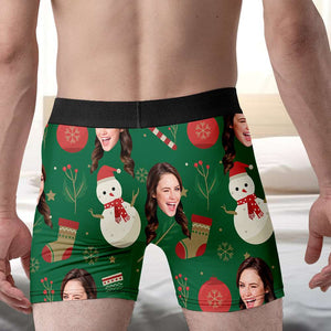 Custom Photo Gift for Him, Kiss Me Under The Mistletoe Couple Brief 031TOMH240924 - Boxer Briefs - GoDuckee