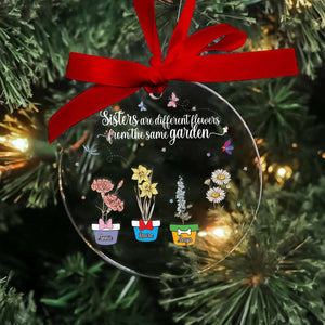 Personalized Gifts For Sisters, Christmas Ornament Sisters Are Different Flowers 01KALU301024 - Ornament - GoDuckee