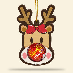 Best Reindeer Chocolate Holder, Personalized Wood Ornament, Unique Christmas Gifts, Christmas Tree Decorations - Ornament - GoDuckee