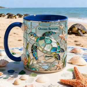 Ocean Breeze Turtle Coffee Accent Mug - Personalized Gift For Turtle Lovers 03HYLU210126 - Coffee Mug - GoDuckee