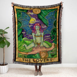 Personalized Tarot Couple Woven Blanket, Gift For Couple - Blanket - GoDuckee