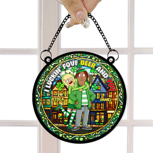 Personalized Gifts For Couple Acrylic Suncatcher - St. Patrick's Edition, I Luckin' Fove Beer 04TGLU170125HG - Ornament - GoDuckee