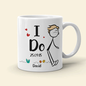 I Do Me Too - Personalized Couple Mug Set - Gift For Couple - Stick Figure Couple Kissing Mug - Coffee Mug - GoDuckee