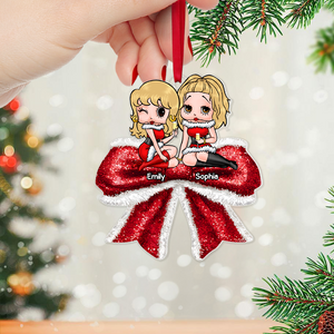 Personalized Gift For Besties, Christmas Besties Coquette Bow Acrylic Ornament 02NAPU180924HH - Ornament - GoDuckee