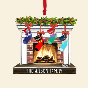 Personalized Gifts For Family Ornament 02natn240724 Hanging Christmas Stocking - Ornament - GoDuckee