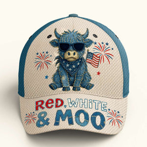 Freedom Highland Cow Classic Cap Personalized 4th of July Gifts 03NADT030625 - Caps - GoDuckee