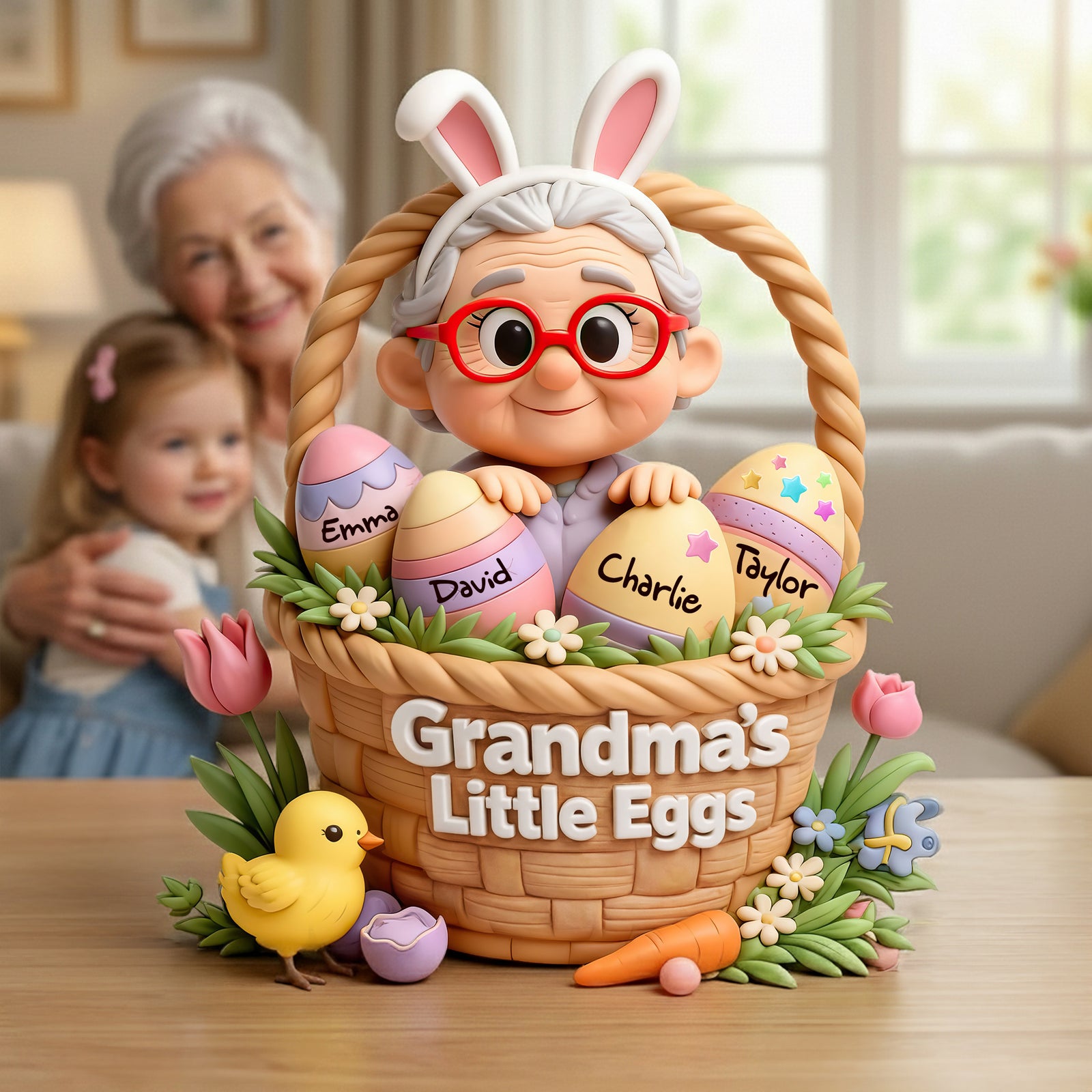 Grandma’s Little Eggs Easter Plaque - Personalized Gift For Grandma 06HULU100226 - Shaped Plaques - GoDuckee