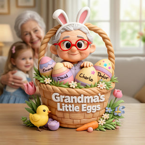 Grandma’s Little Eggs Easter Plaque - Personalized Gift For Grandma 06HULU100226 - Shaped Plaques - GoDuckee