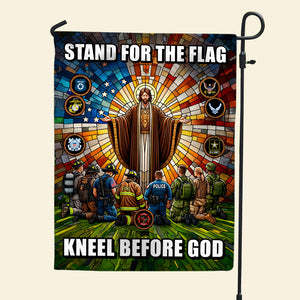 Gifts For First Responders Garden Flag, Stand For The Flag Kneel Before God 03QHQN160824 - Garden Flag - GoDuckee