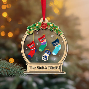 Christmas Family Socks 03NATN011123 Ornament, Personalized 2 Layer Mix Ornament, Christmas Gifts - Ornament - GoDuckee