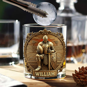 Kneeling Knight Sports Drinking Glass - Personalized Gifts For Christian 06HULU031025 - Whiskey Glass - GoDuckee
