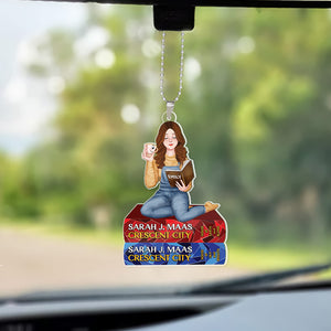 Personalized Gifts For Book Lovers Car Ornament Pretty Reading Girl 03hupu040324pa - Ornaments - GoDuckee