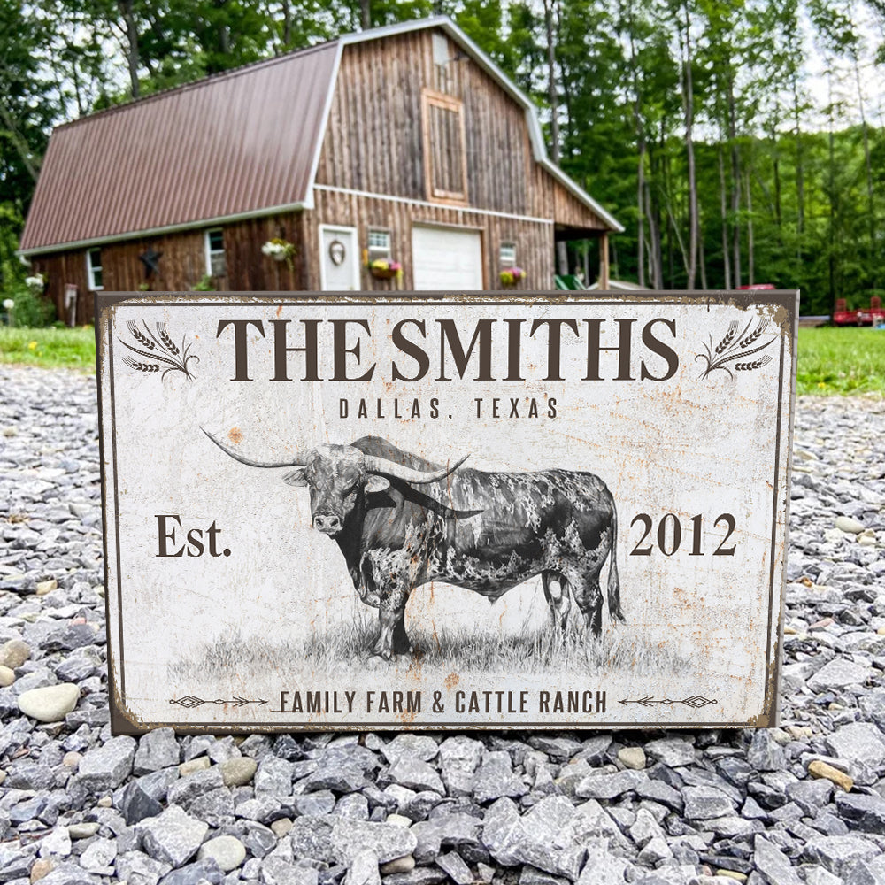 Family Farm & Cattle Ranch Personalized Metal Wall Art- Gifts For Family- Farm Family Metal Sign - Metal Wall Art - GoDuckee
