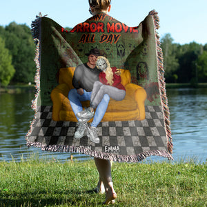 We Just Want To Watch Horror Movie All Day, Couple Gift, Personalized Blanket, Horror Couple Blanket, Halloween Gift 02TOHN050923PA - Blanket - GoDuckee