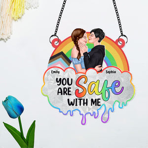 Personalized Gifts For Pride Couple Suncatcher Ornament 05QHPU200624TM, LGBT+ Ally Decor - Ornament - GoDuckee