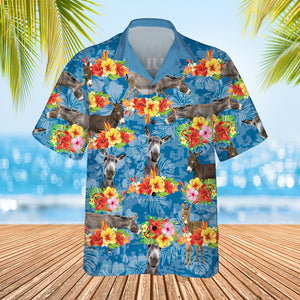 Farmer Personalized Hawaiian Shirt With Funny Donkey Pattern, Funny Farmer Gift - Hawaiian Shirts - GoDuckee