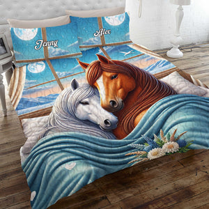 Personalized Gift For Horse Couples Quilt Bedding Set Special Line 03OHMH181224 - Blanket - GoDuckee