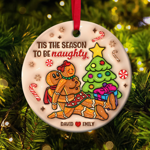 Personalized Gifts For Couple Gingerbread Naughty Ornament 01OHPU311024 - Ornament - GoDuckee