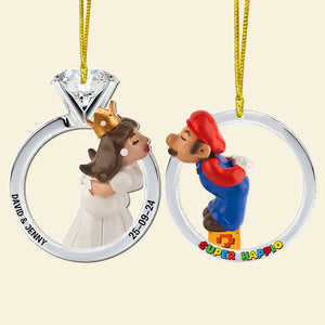 Personalized Gifts For Couple Matching Christmas Ornament Set, Happy Couple In Wedding Rings 01qhtn191024 - Ornament - GoDuckee