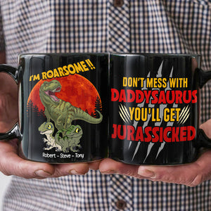 T-Rex Roarsome Dad Personalized Coffee Mug, Black Mug BLM-04dnpo070623 - Coffee Mug - GoDuckee