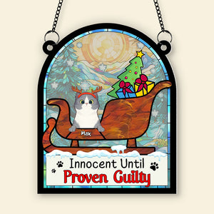 Personalized Gifts For Cat Lover Suncatcher Ornament 041hutn190724 Naughty Cat Christmas - Ornament - GoDuckee