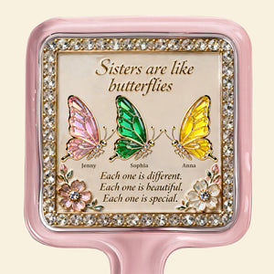 Sisters Butterfly Handheld Mirror Personalized Gifts For Besties 01natn130226 - Mirror - GoDuckee