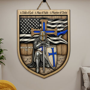 Knight Templar Kneeling Under God Wood Sign, Personalized Gifts For Police 02qhpu120625 - Wood Sign - GoDuckee