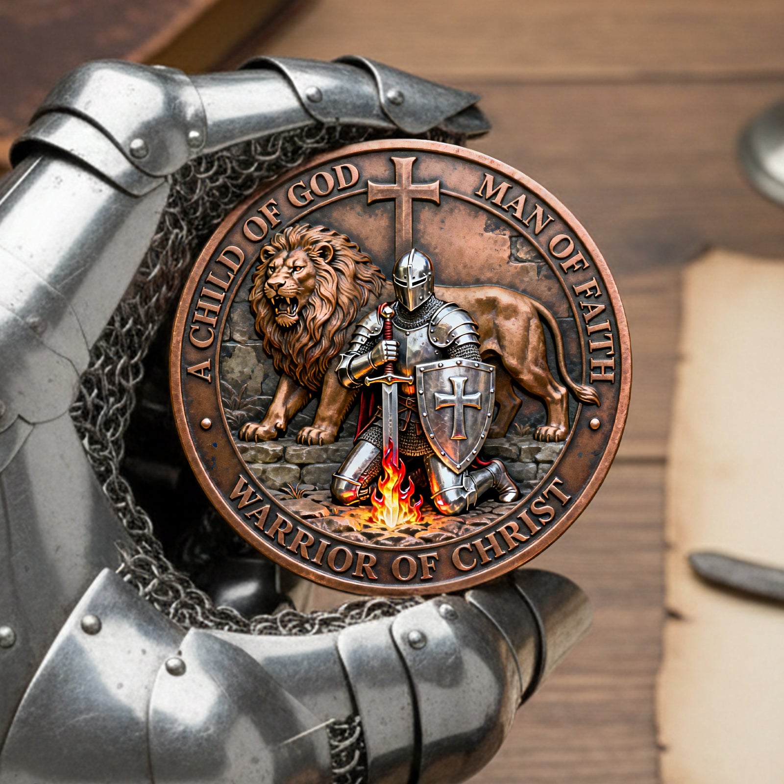 Warrior Of Christ Printed Metal Coin - Gift For Christian 04NALU130226 - Coin - GoDuckee