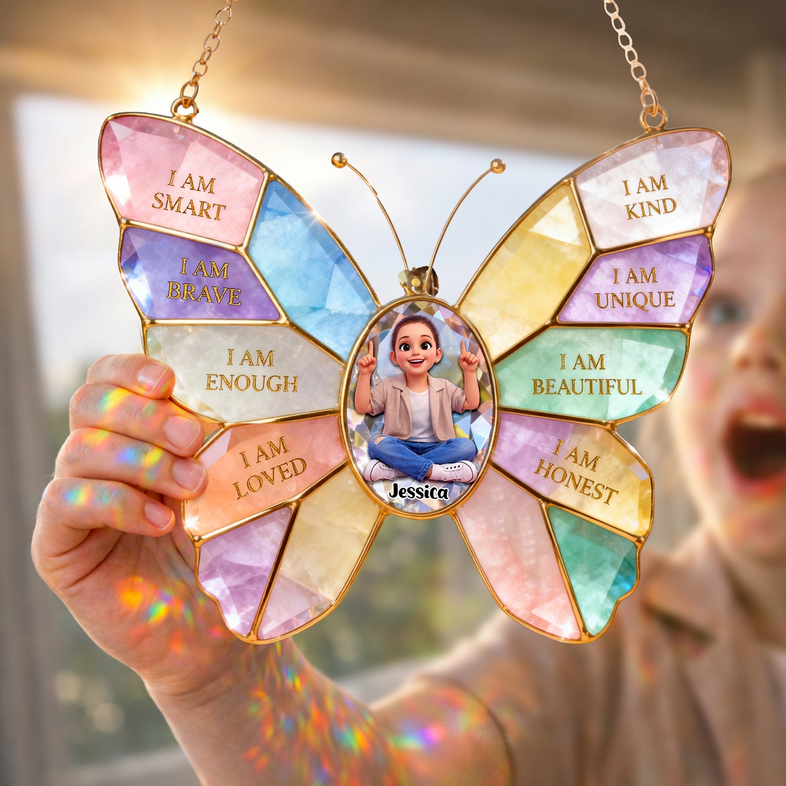 Daily Affirmation Kid Suncatcher Ornament Custom Photo Gifts For Kids 04NALU280226 - Ornament - GoDuckee
