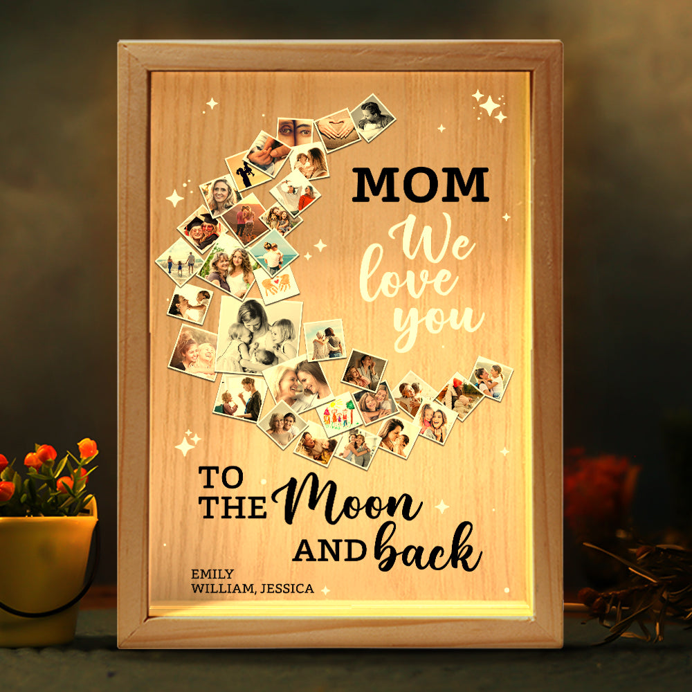 Custom Photo Gifts For Mom Light Frame We Love You To The Moon And Back - Canvas Print - GoDuckee