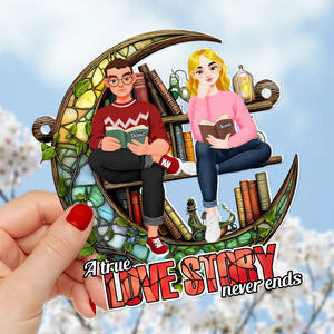 Personalized Gifts For Couple Suncatcher Ornament Book Lover 02XQDT031224PA - Ornament - GoDuckee