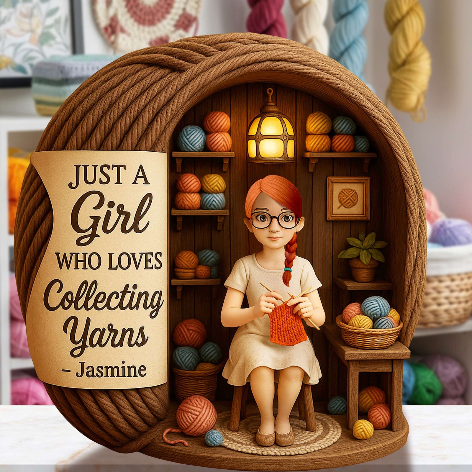 Collecting Yarn Girl Acrylic Plaque - Personalized Gifts For Knitting Lovers 06TOLU190725 - Shaped Plaques - GoDuckee