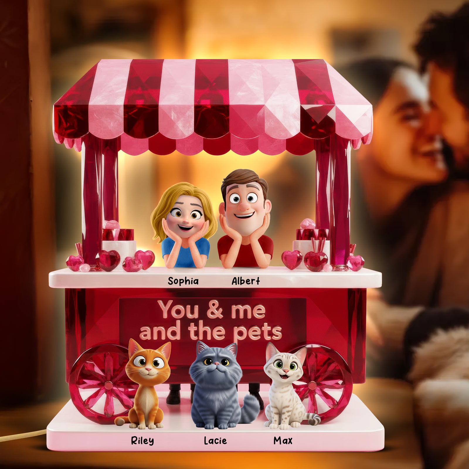 Couple’s Sweet Little Pet Gang Light Box - Personalized Gifts For Couples 02TOQN031225 - Light Box - GoDuckee