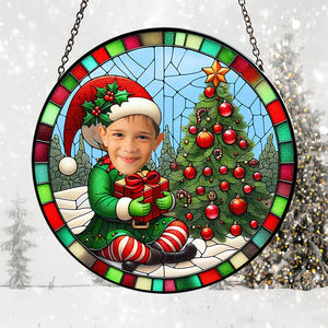 Custom Photo Gifts For Kids Christmas Stained Glass Suncatcher Ornament 03totn060924 - Ornament - GoDuckee