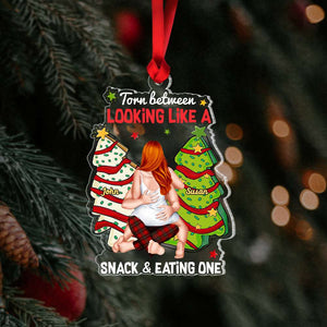 Torn Between Looking Like a Snack & Eating One, Couple Gift, Personalized Acrylic Ornament, Funny Couple Ornament, Christmas Gift - Ornament - GoDuckee