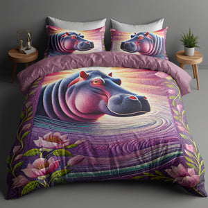 Gifts For Highland Hippo Lovers Quilt Bedding Set Special Line 04xqqn140125 - Blanket - GoDuckee