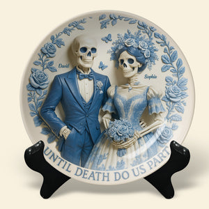 Skull Couple Ceramic Round Plate - Personalized Gift For Couple 04OHTN190625 - Ceramic Round Plate - GoDuckee