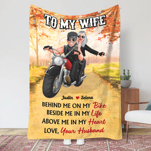Biker Couple Behind Me On My Bike, Personalized Blanket, Couple's Autumn Trip - Blanket - GoDuckee