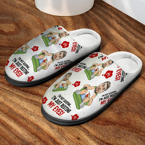 I'm Not Sleeping, I'm Just Resting My Eyes, Funny Custom Dad Face Home Slippers, Gift For Dad - Shoes - GoDuckee