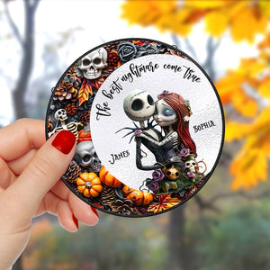 Personalized Halloween Gifts For Couple Stained Glass Ornament 03naqn210824 Skull Couple - Ornament - GoDuckee