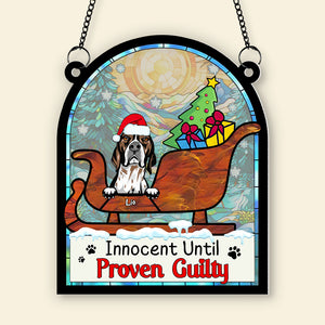 Personalized Gifts For Dog Lover Suncatcher Ornament 042hutn190724 Naughty Dog Christmas - Ornament - GoDuckee