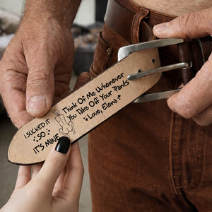 Cheeky Couple Secret Message Men's Belt - Personalized Gift For Him 01HULU270126 - Belts - GoDuckee