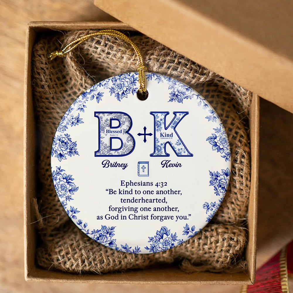 Toile de Jouy Faith & Love Christmas Ornament Personalized Gifts For Couple 03HYDT021025-Homacus