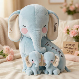 Snuggle Elephant Mom Custom Shape Pillow - Personalized Gifts For Mom 04qhlu240226 - Pillow - GoDuckee