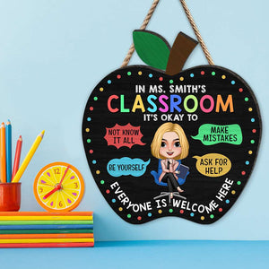 Everyone Is Welcome Here, Personalized Wood Sign, Gifts For Teacher - Wood Sign - GoDuckee