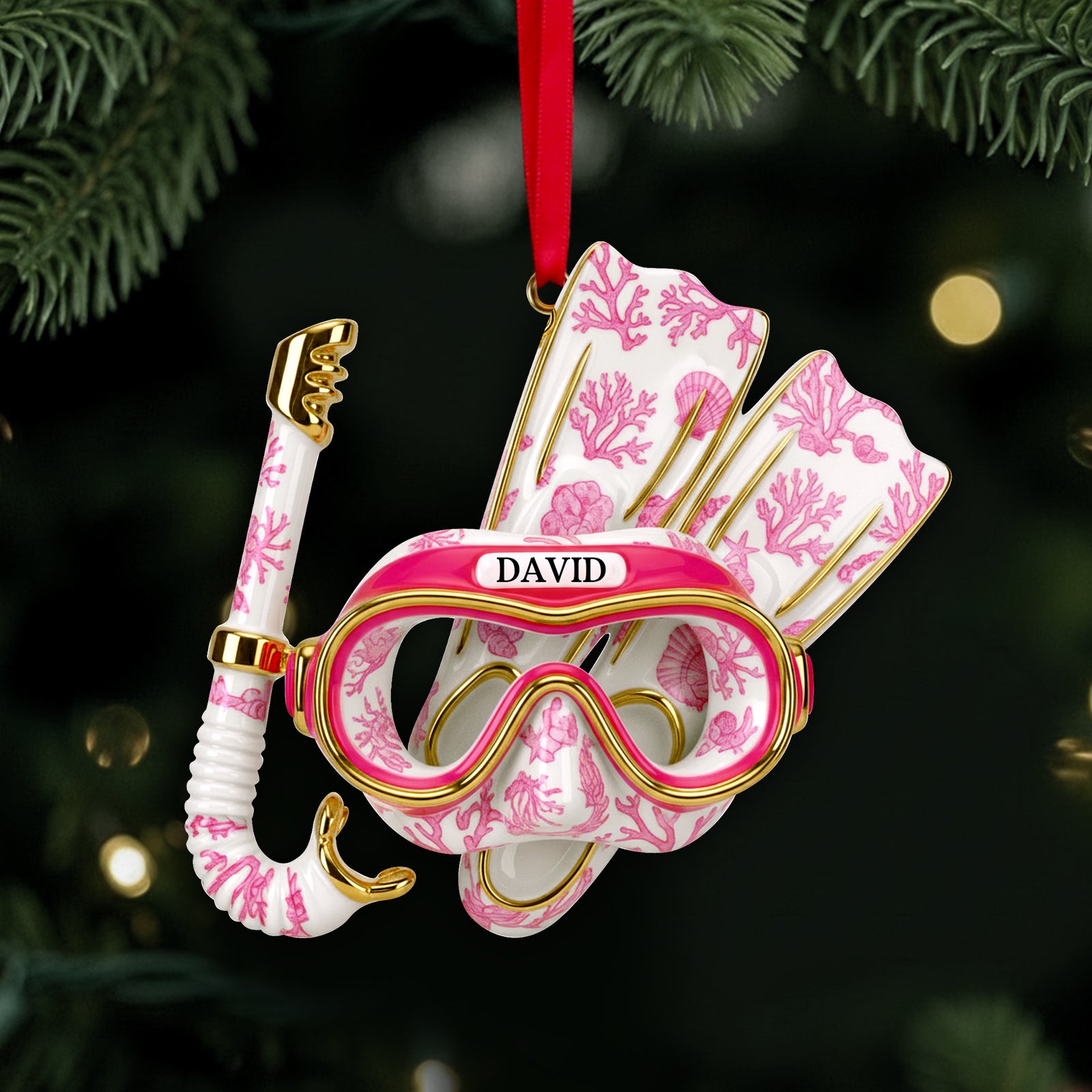 Deep Sea Diver's Toile Christmas Ornament - Personalized Gifts For Scuba Diving Lovers 03PGLU201025 - Ornament - GoDuckee